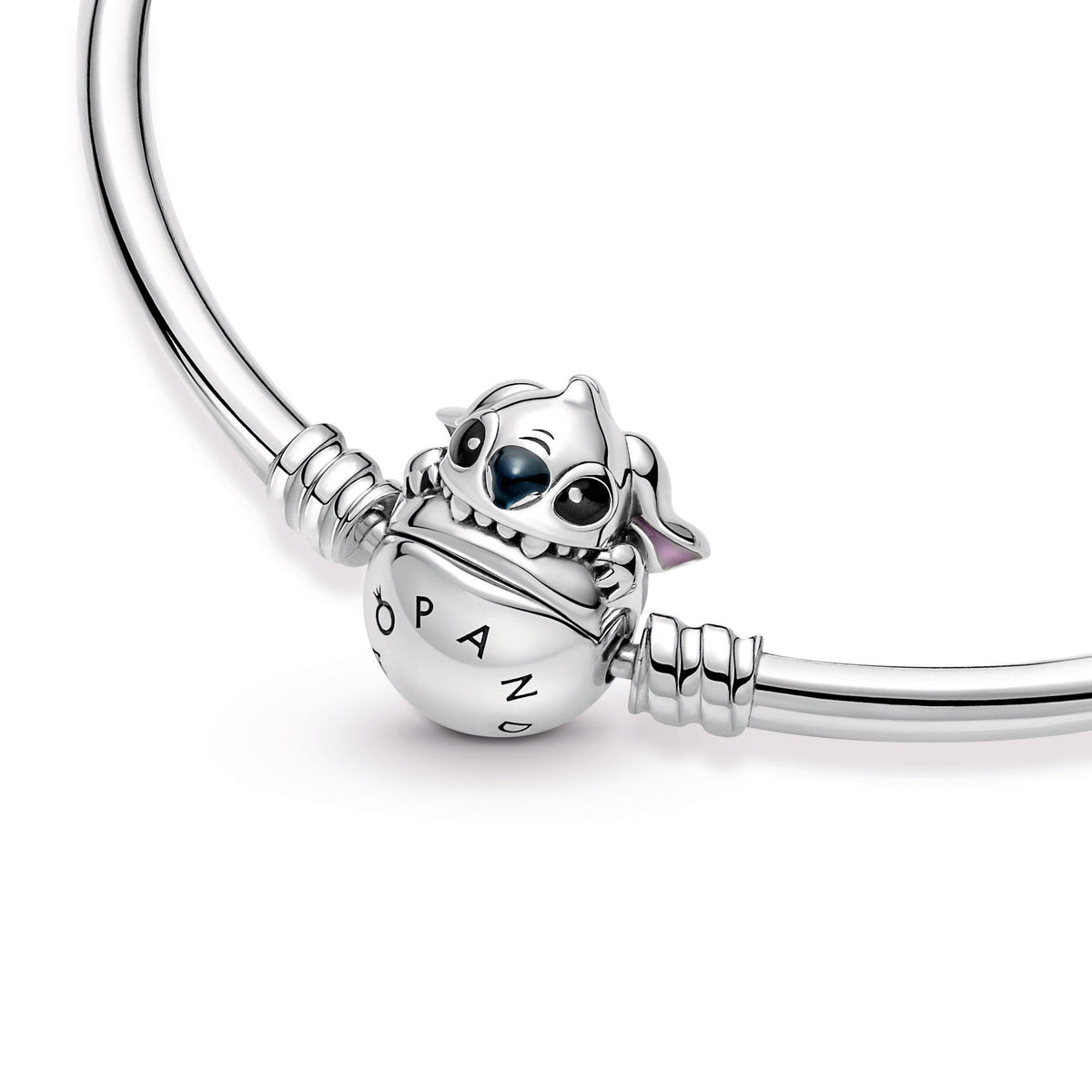 Pandora Bracelet Featuring Moments Disney Stitch Biting Clasp Bangle