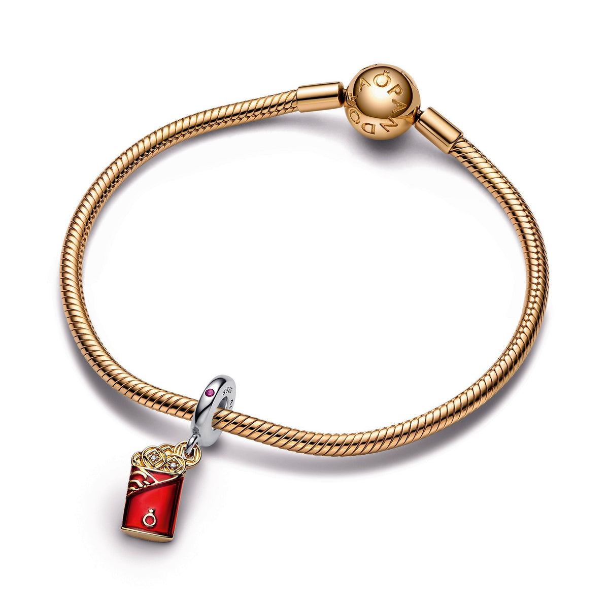 Pandora Two-tone Red Envelope Dangle Charm