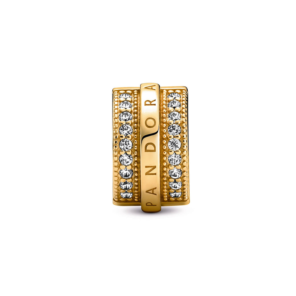 Pandora Sparkling Pavé Lines & Logo Clip Charm