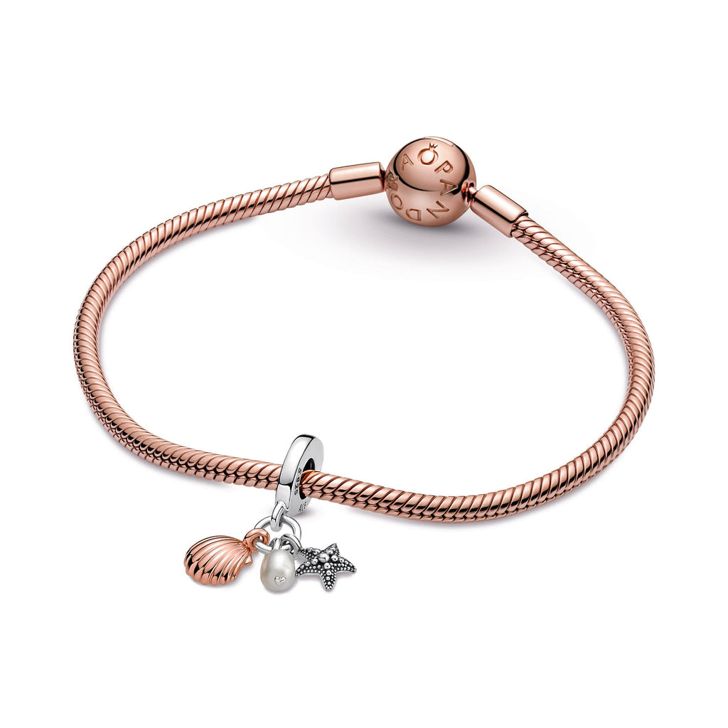 Pandora Charm Featuring Freshwater Cultured Pearl, Starfish & Shell Triple Dangle