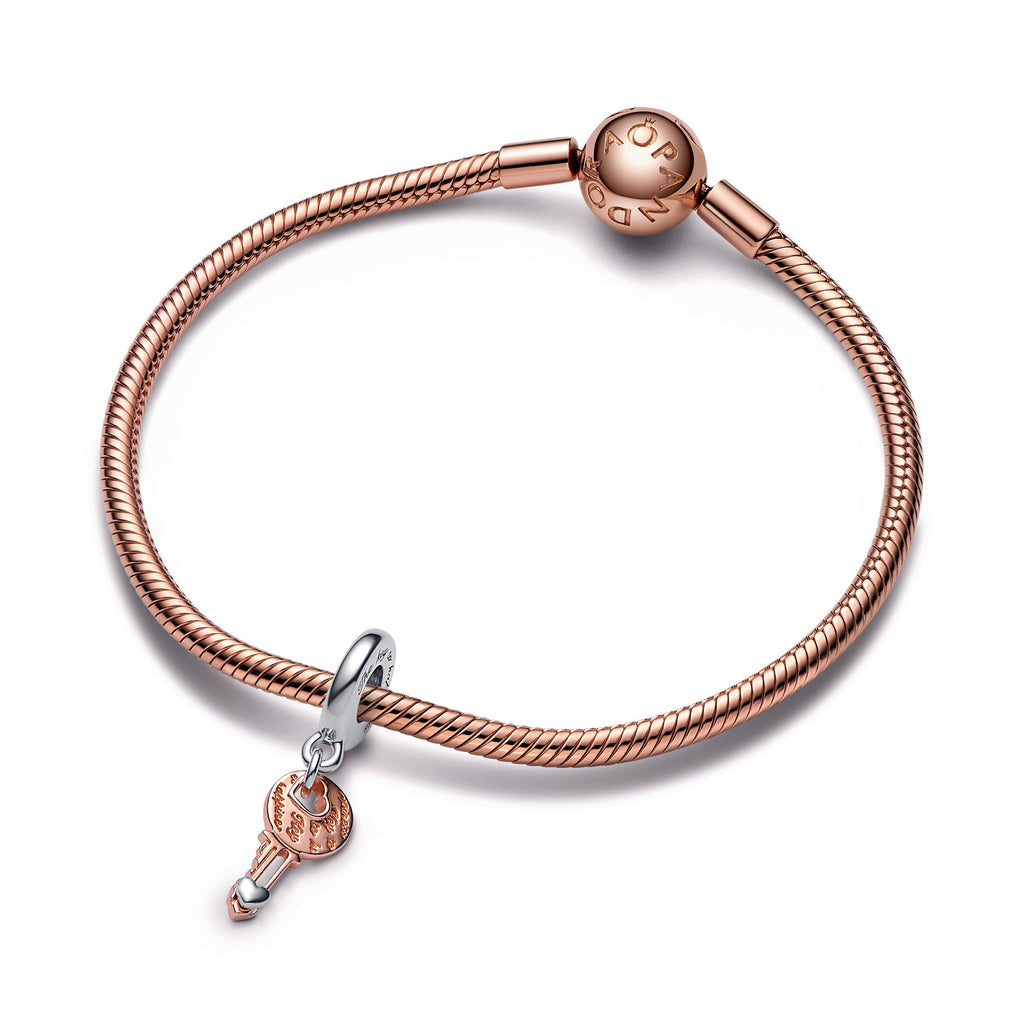 Pandora Charm Featuring Two-tone key & Sliding Heart Dangle