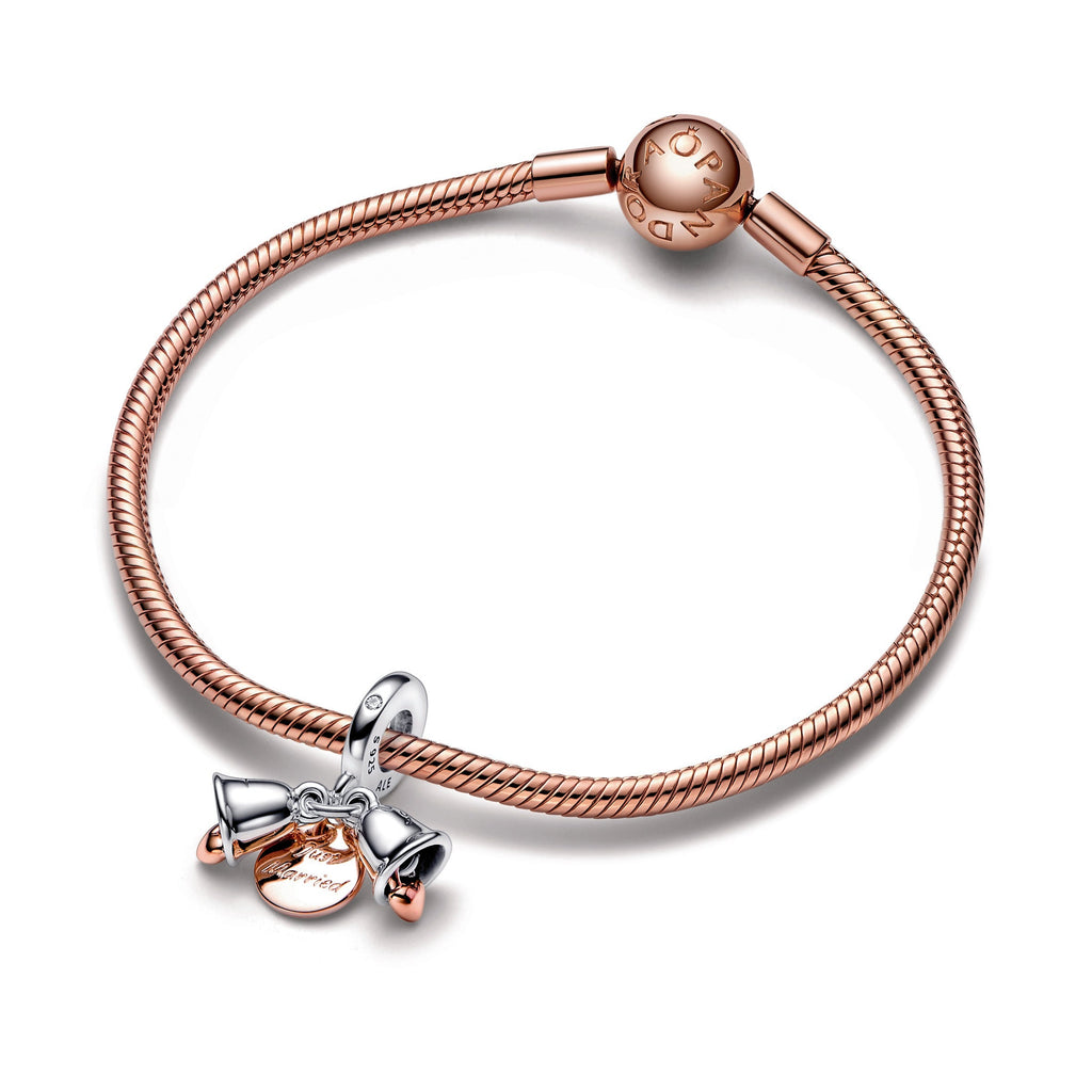 Pandora Charm Featuring Two-tone Wedding Bells Double Dangle