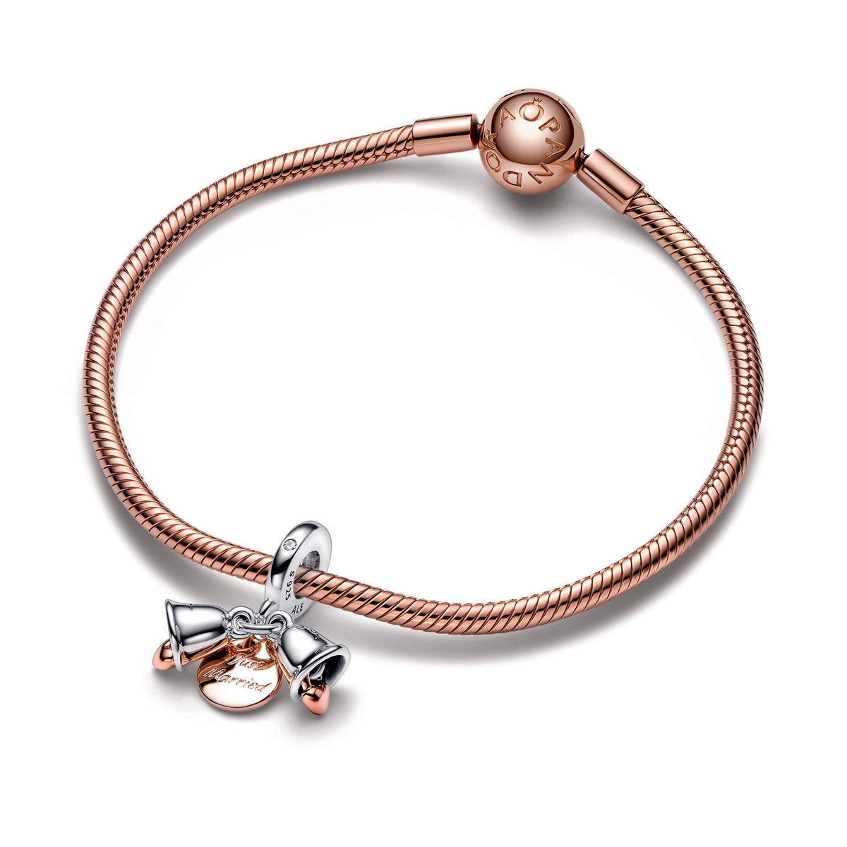 Pandora Charm Featuring Two-tone Wedding Bells Double Dangle