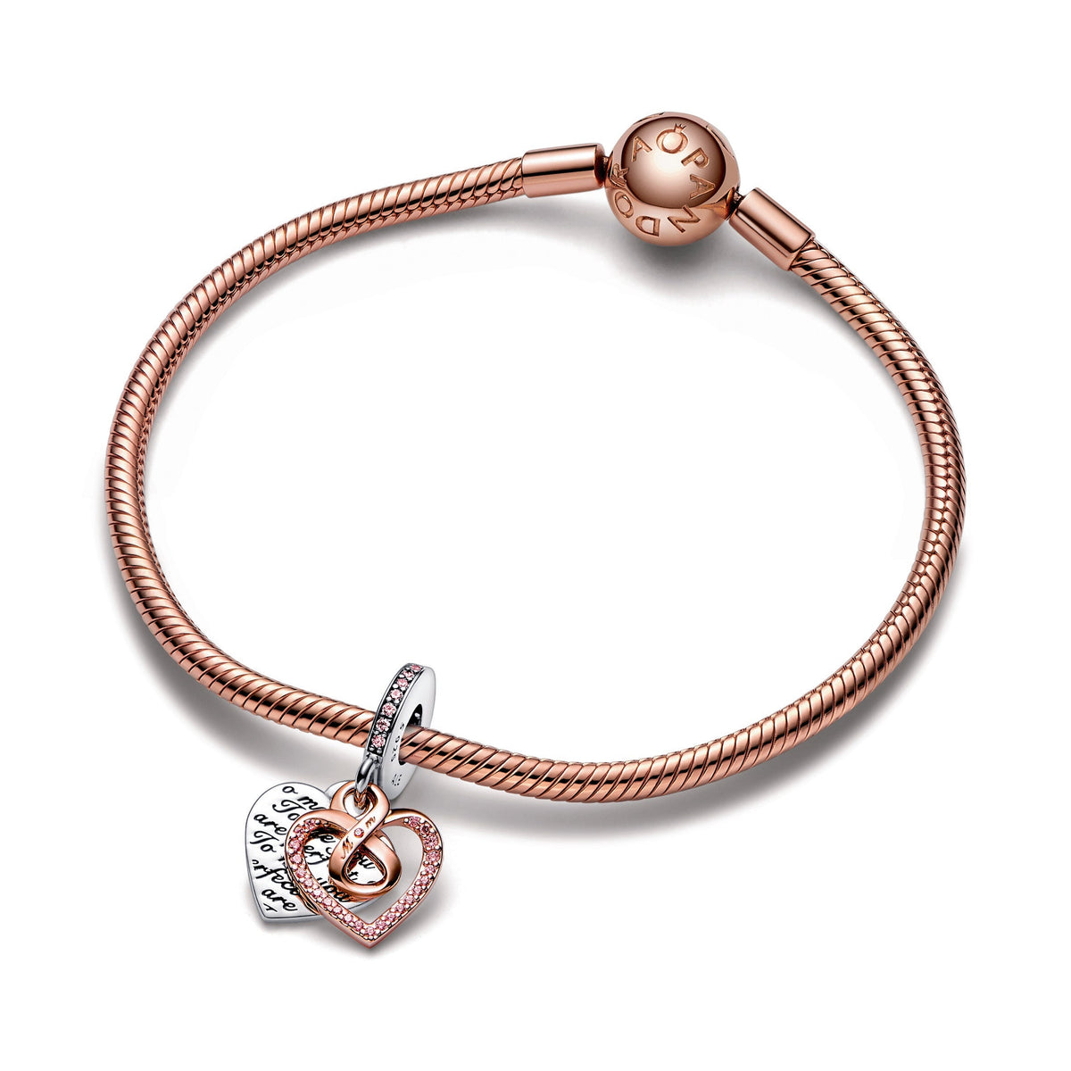 Pandora Two-tone Infinity Heart Double Dangle Charm