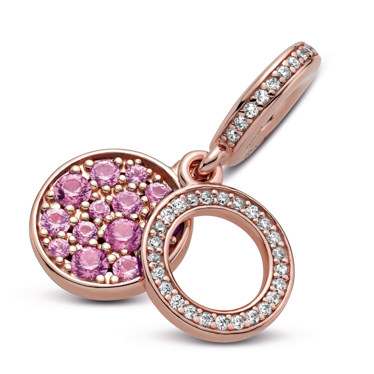 Pandora Charm Featuring Sparkling Pink Disc Double Dangle