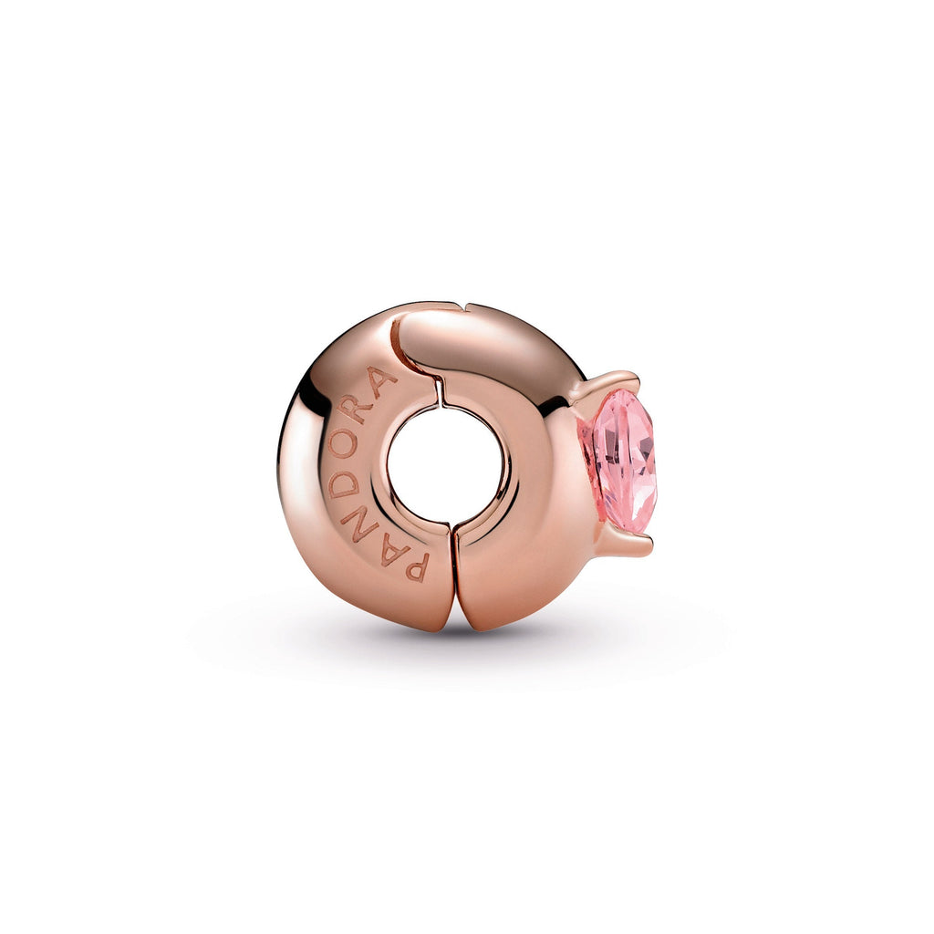 Pandora Charm Featuring Pink Heart Solitaire Clip