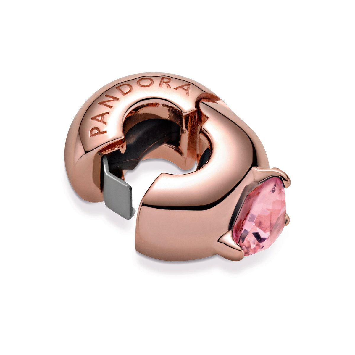 Pandora Charm Featuring Pink Heart Solitaire Clip