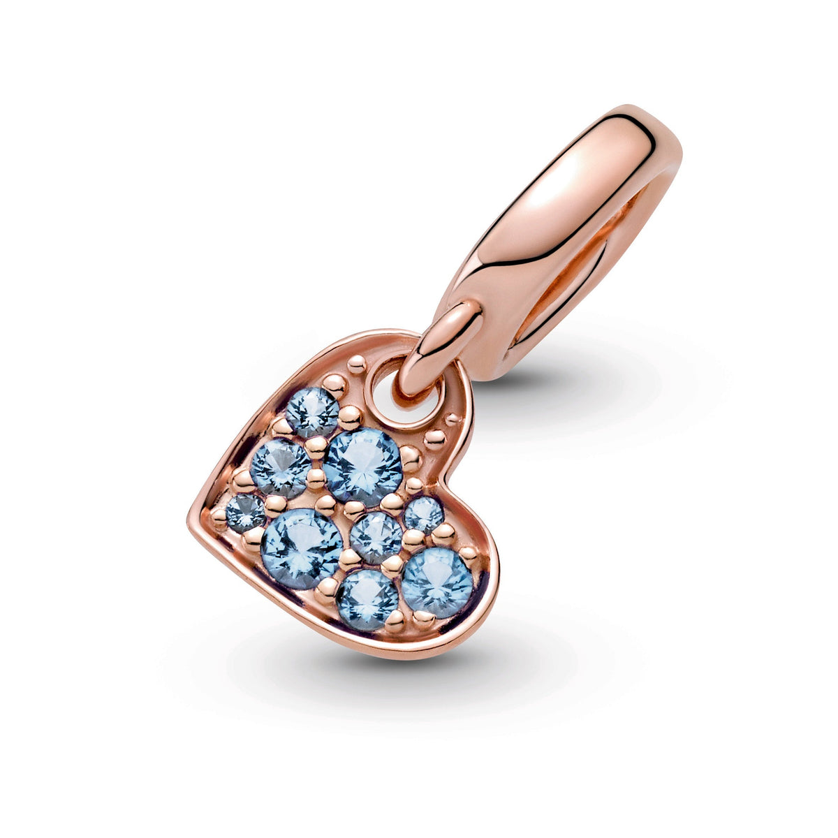 Pandora Light Blue Pavé Tilted Heart Dangle Charm