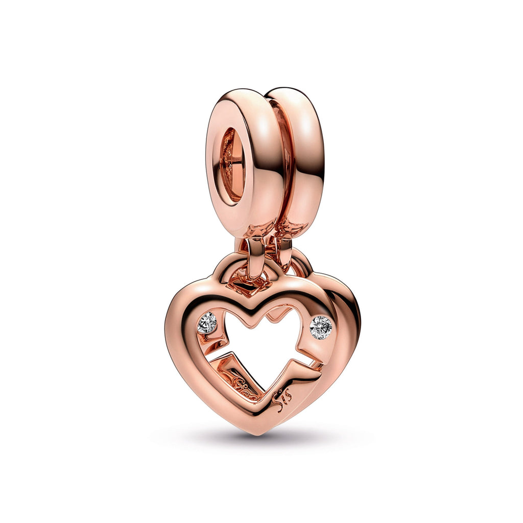 Linked Sister Hearts Split Dangle Charm