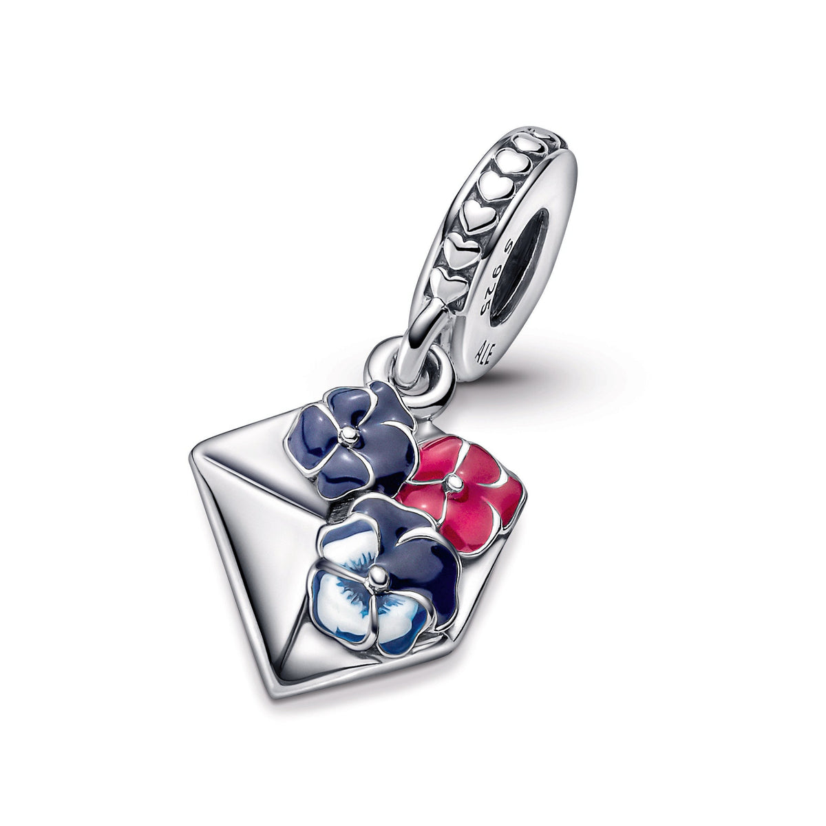 Pandora Charm Featuring Pansy Flower Envelope Dangle