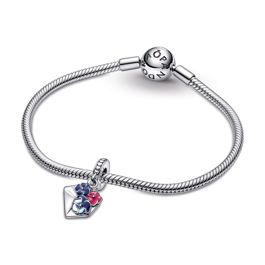 Pandora Charm Featuring Pansy Flower Envelope Dangle