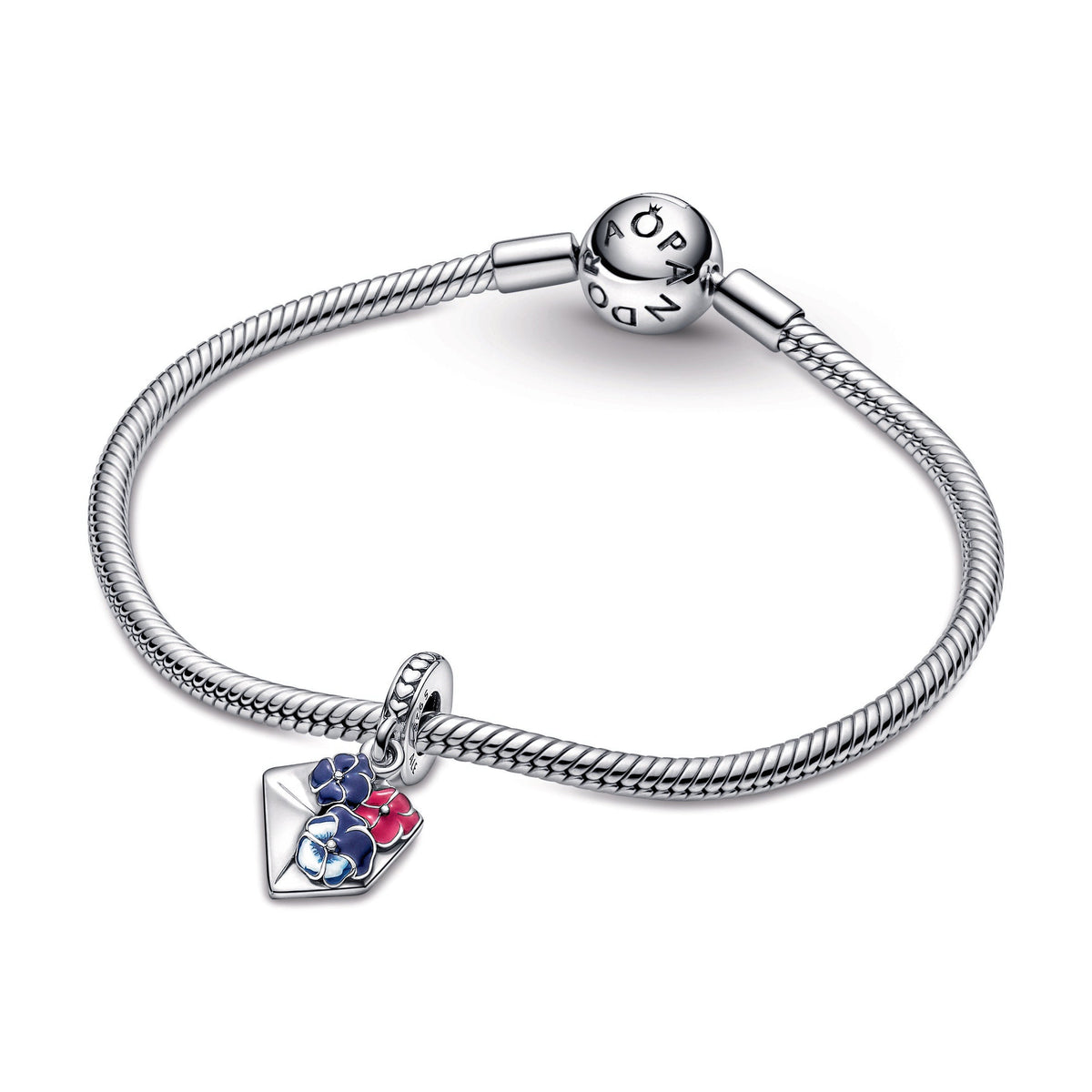 Pandora Charm Featuring Pansy Flower Envelope Dangle