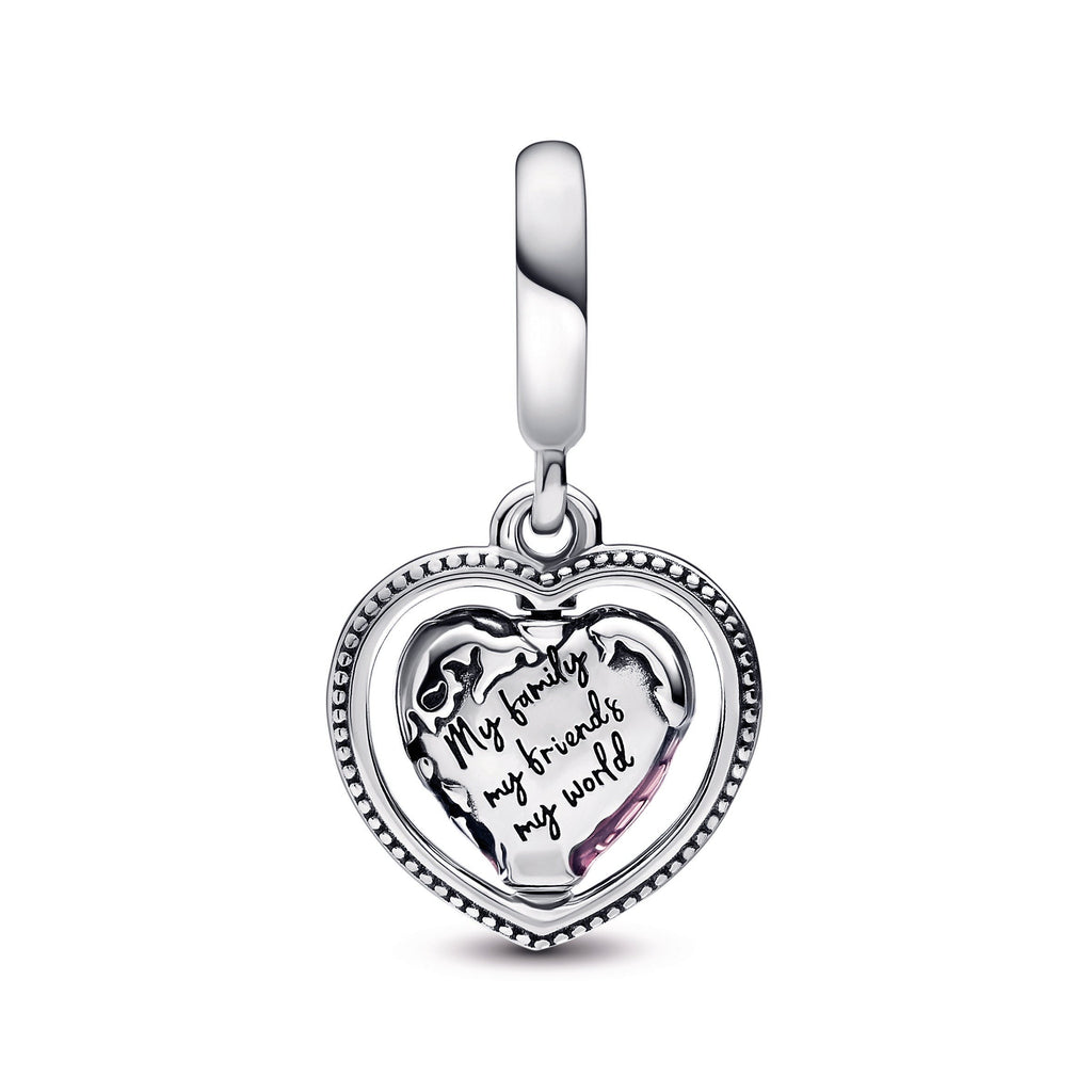 Pandora Family Spinning Heart Globe Dangle Charm