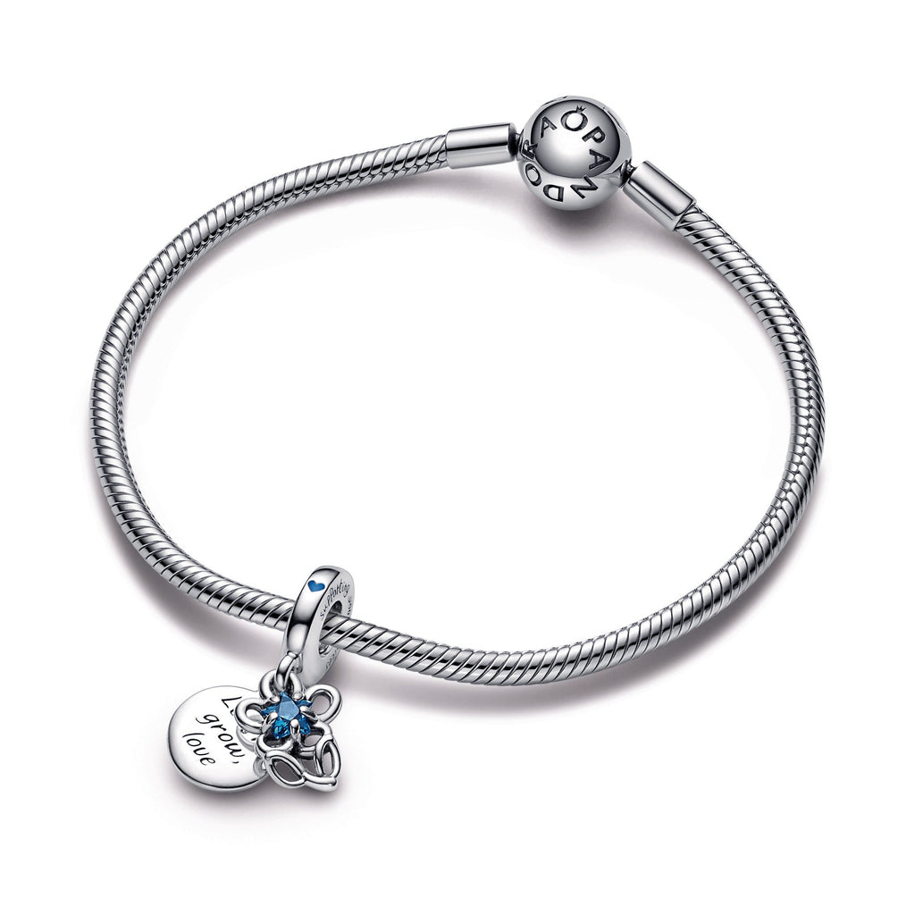Pandora Charm Featuring Blooming Flower Double Dangle