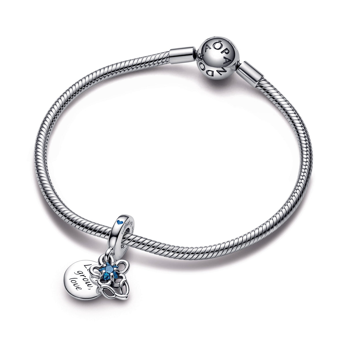 Pandora Charm Featuring Blooming Flower Double Dangle