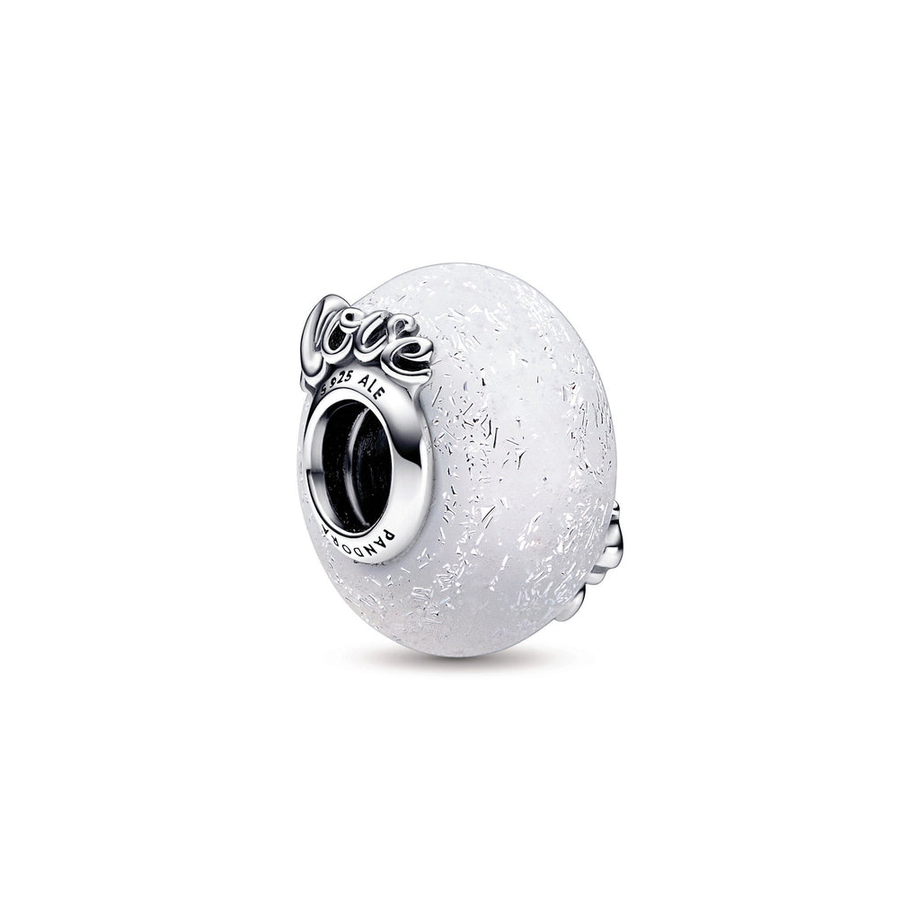 Pandora Glittery White Murano Glass Mum & Love Charm