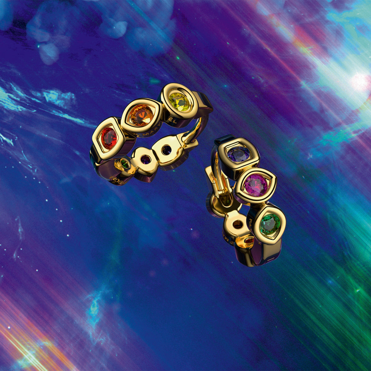 Pandora Earrings Featuring Marvel The Avengers Infinity Stones Hoop