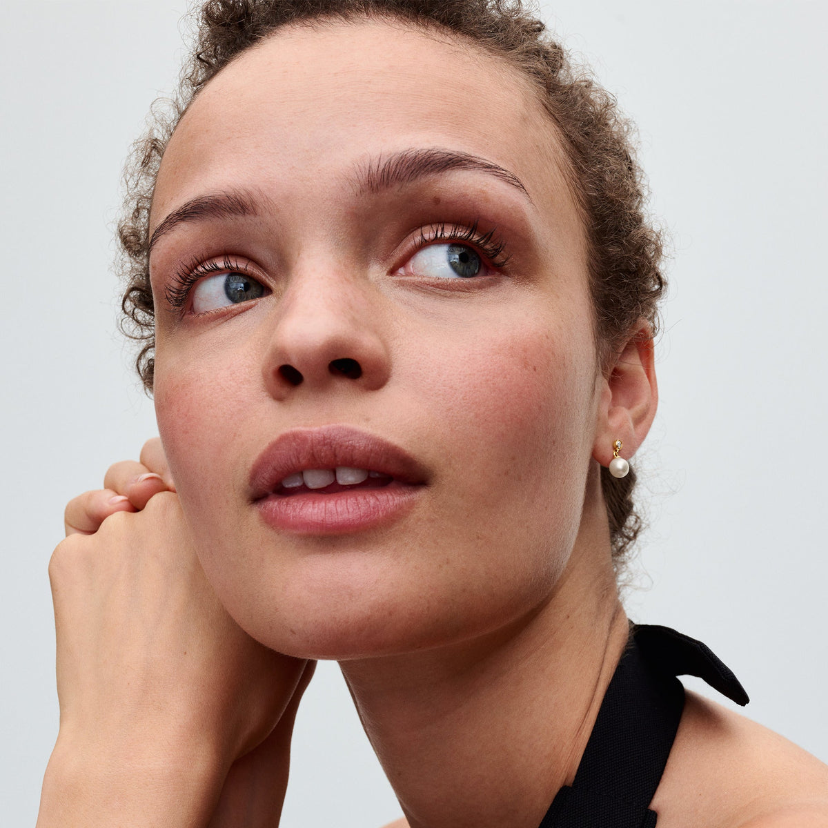 Pandora Earrings Featuring Treated Freshwater Cultured Pearl & Stone Drop