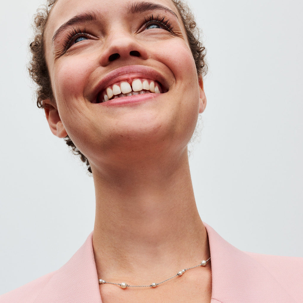 Pandora Treated Freshwater Cultured Pearl Station Chain Necklace