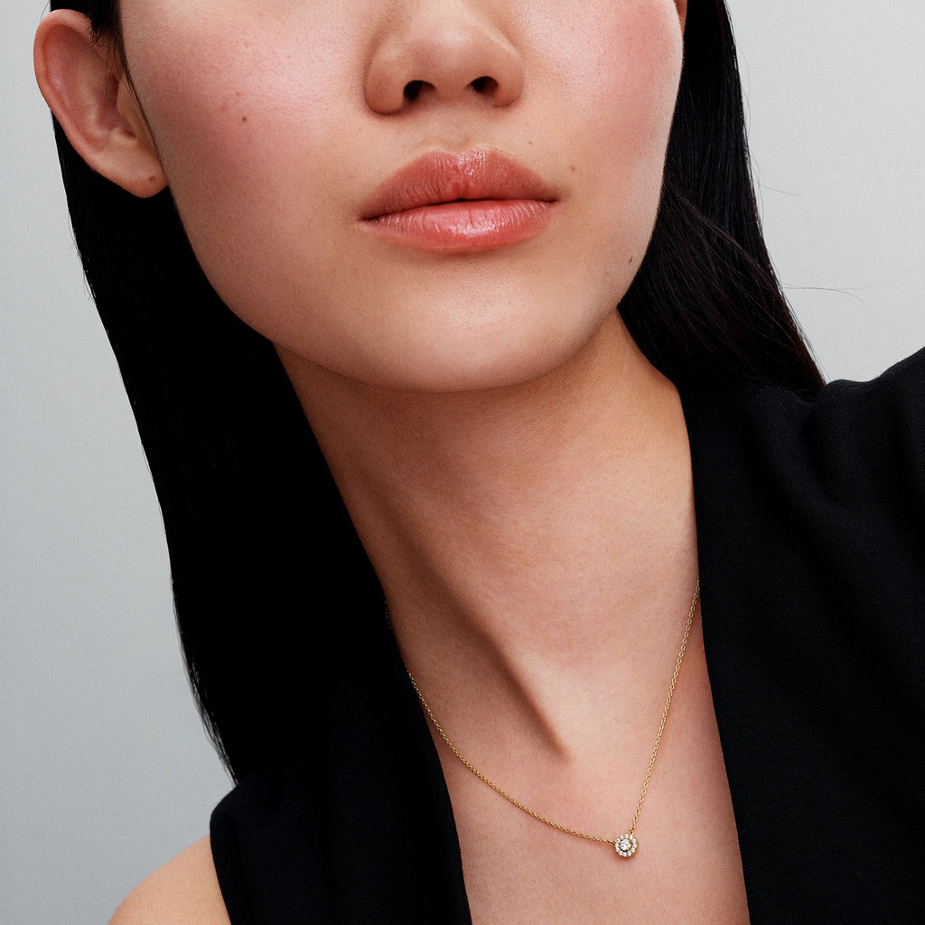 Pandora Necklace Featuring Round Pavé Halo