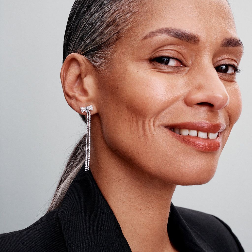Pandora Earrings Featuring Pavé Bow Drop