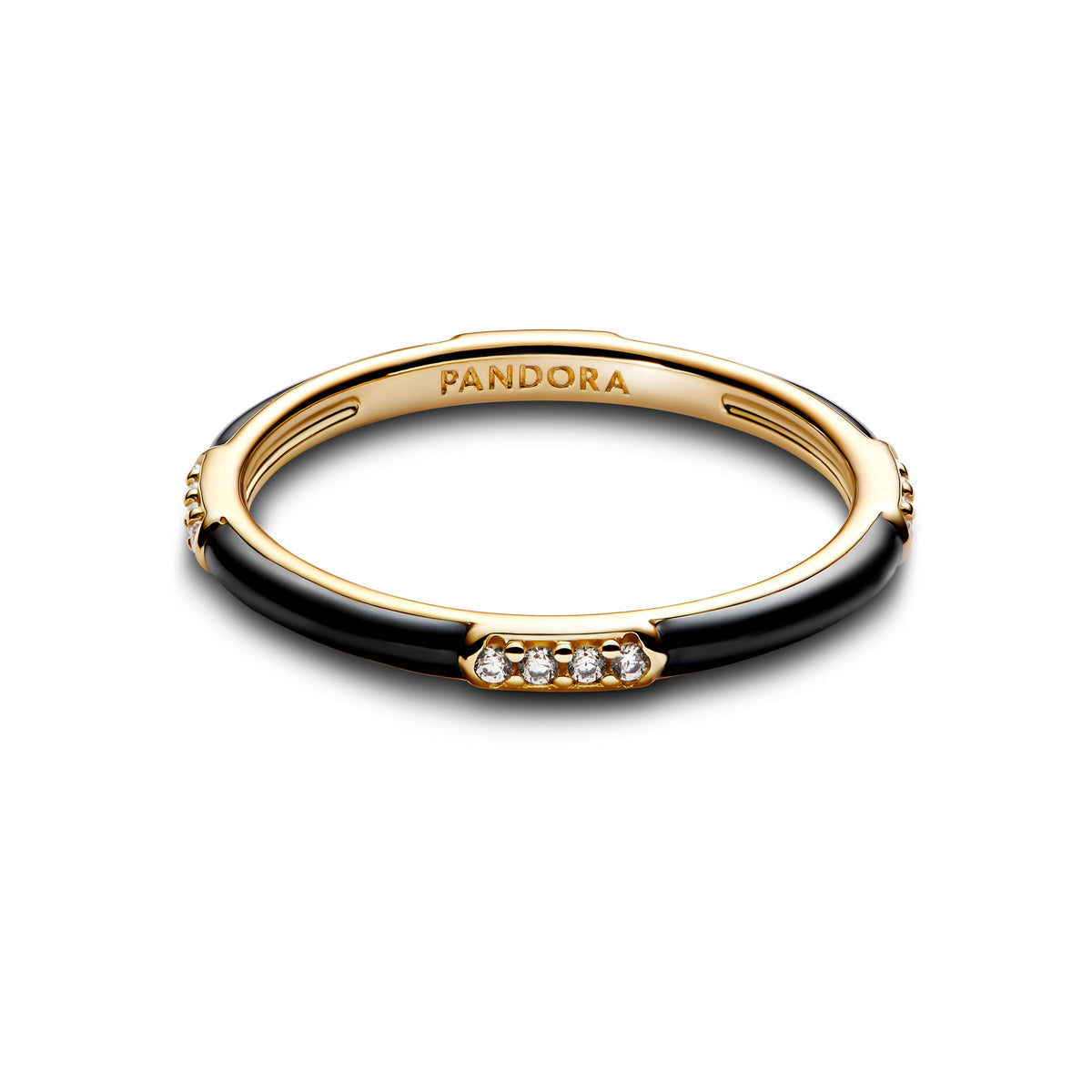 Pandora Black Enamel & Stones Ring