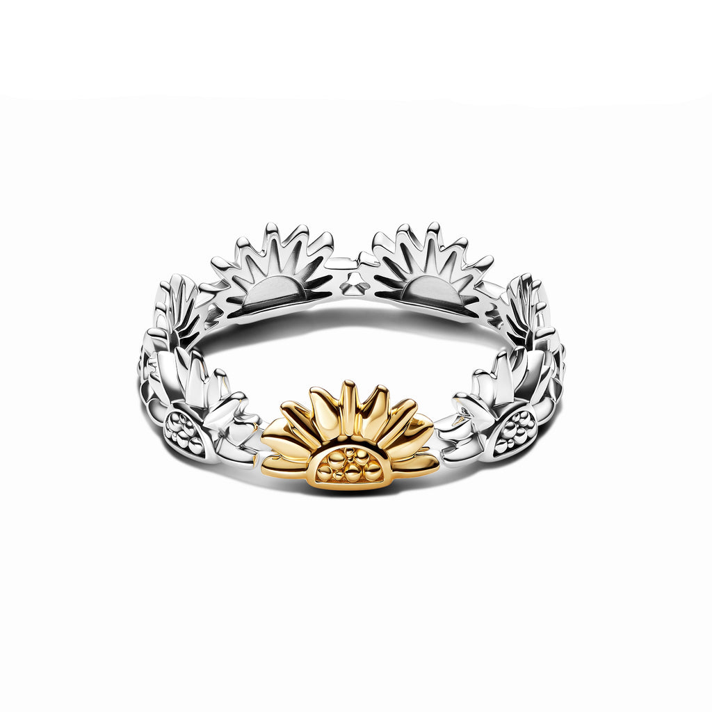 Pandora Ring Featuring Sunflower Two-Tone Band