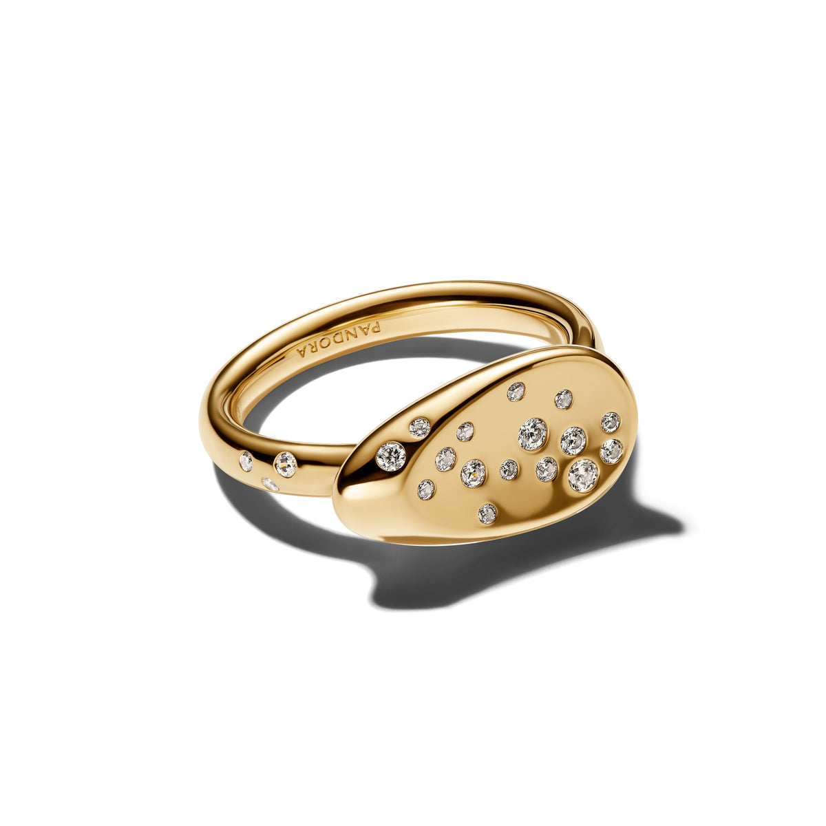 Pandora Jewelry Set Featuring Small Stone-Set Oval Signet