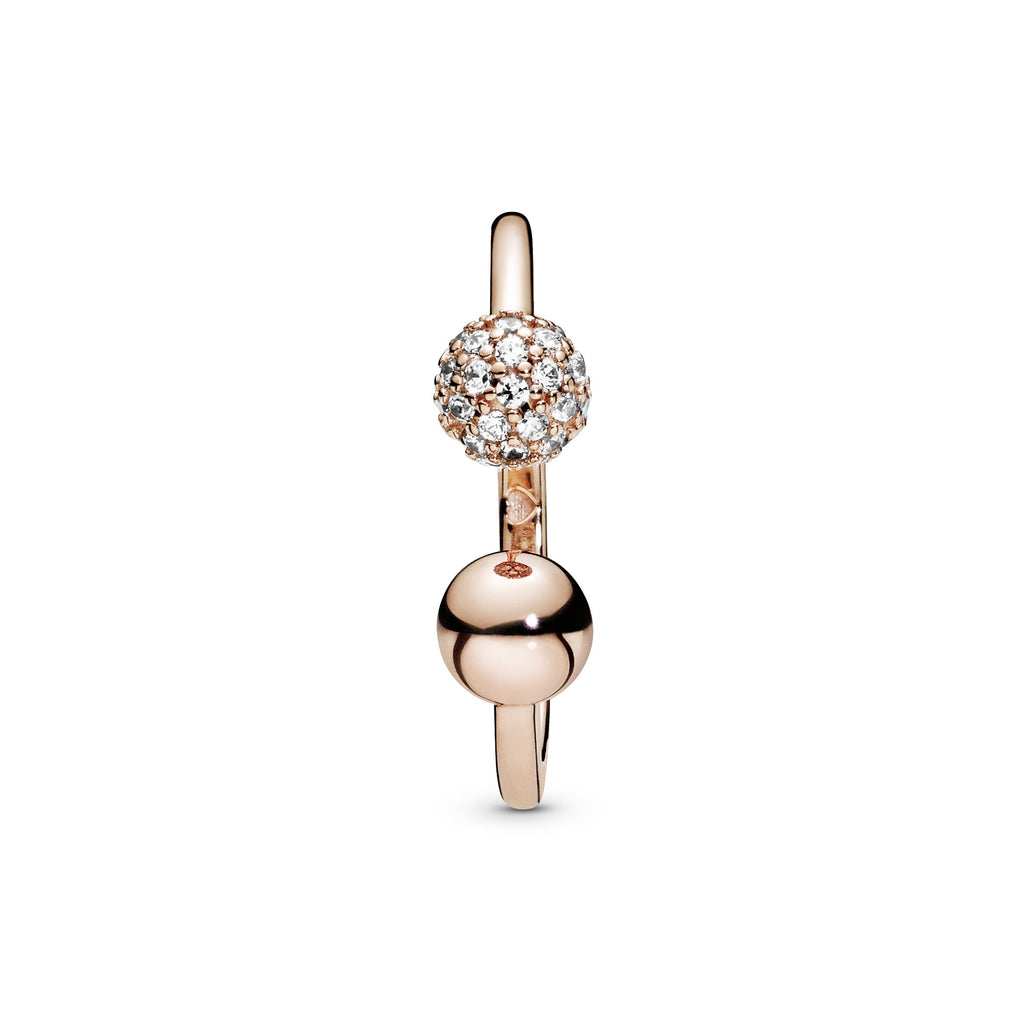 Pandora Polished & Pavé Bead Open Ring