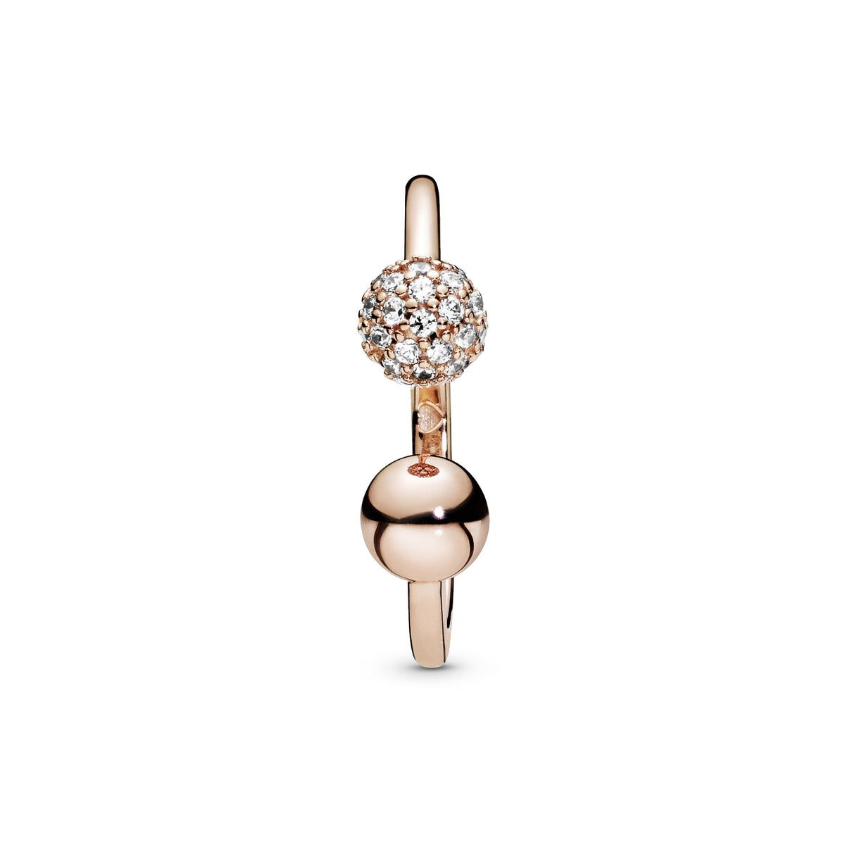Pandora Polished & Pavé Bead Open Ring