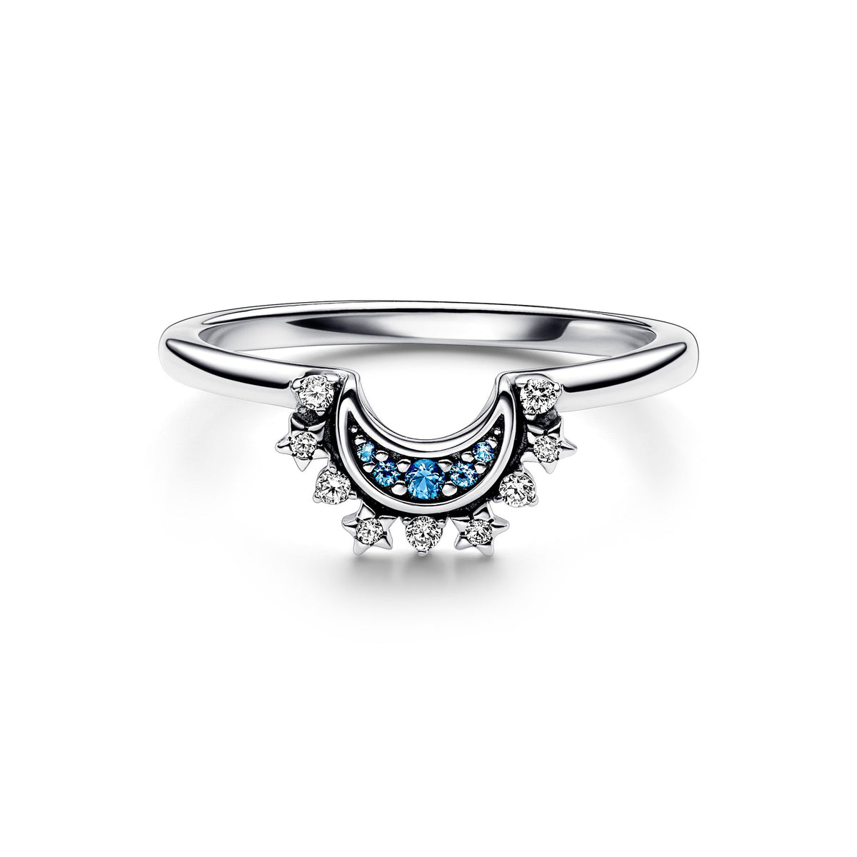 Pandora Celestial Blue Sparkling Moon Ring