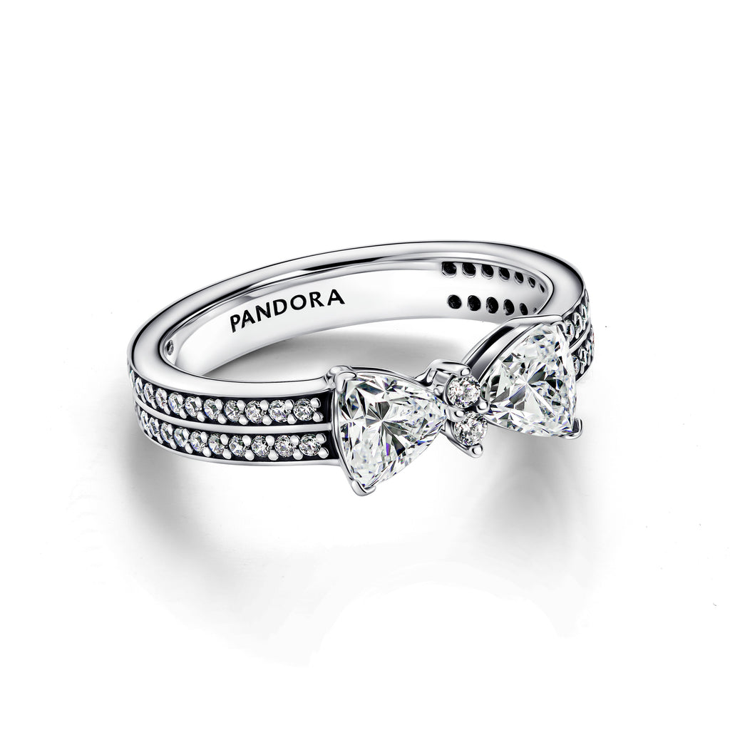 Pandora Ring Featuring Sparkling Bow Double-row