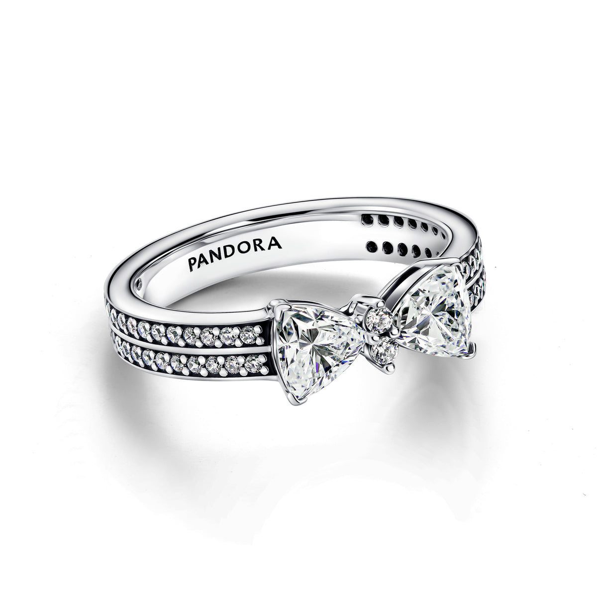 Pandora Ring Featuring Sparkling Bow Double-row
