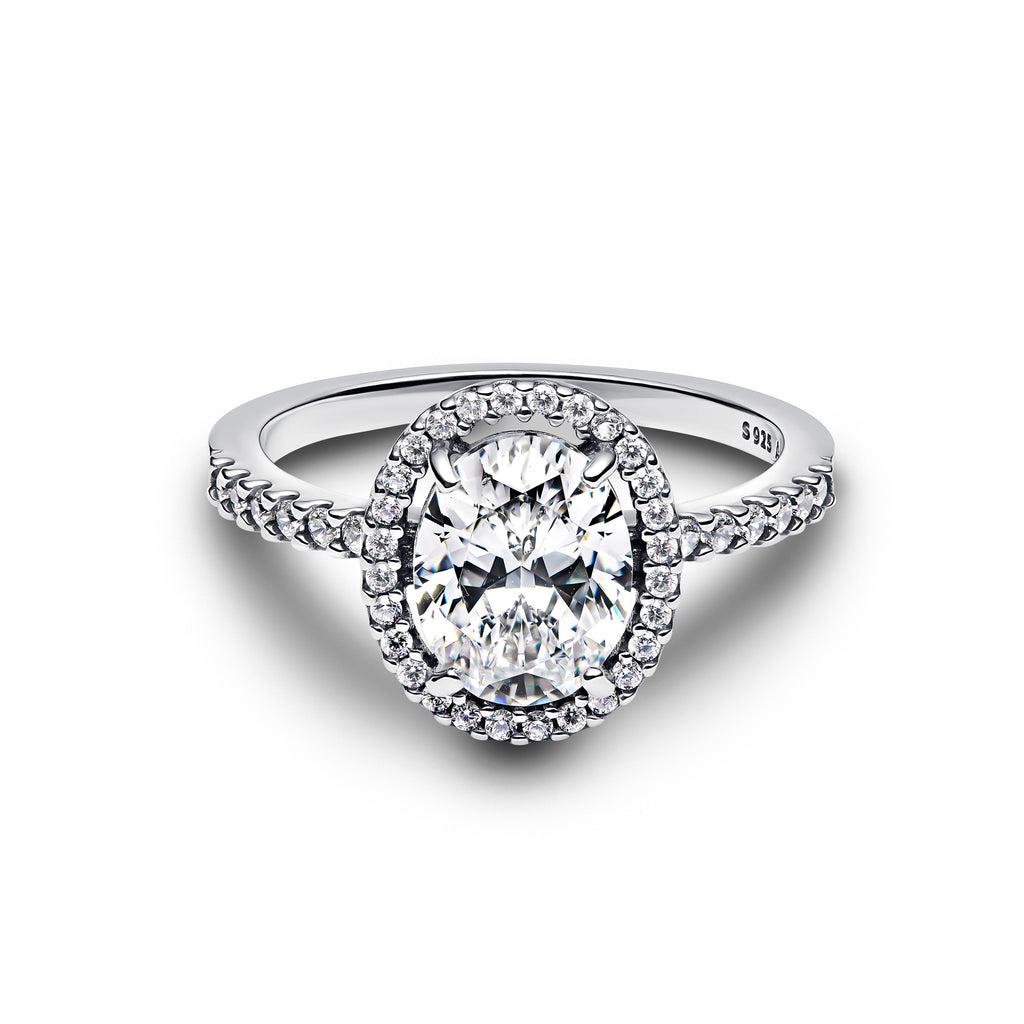 Pandora Ring Featuring Oval Sparkling Halo Statement
