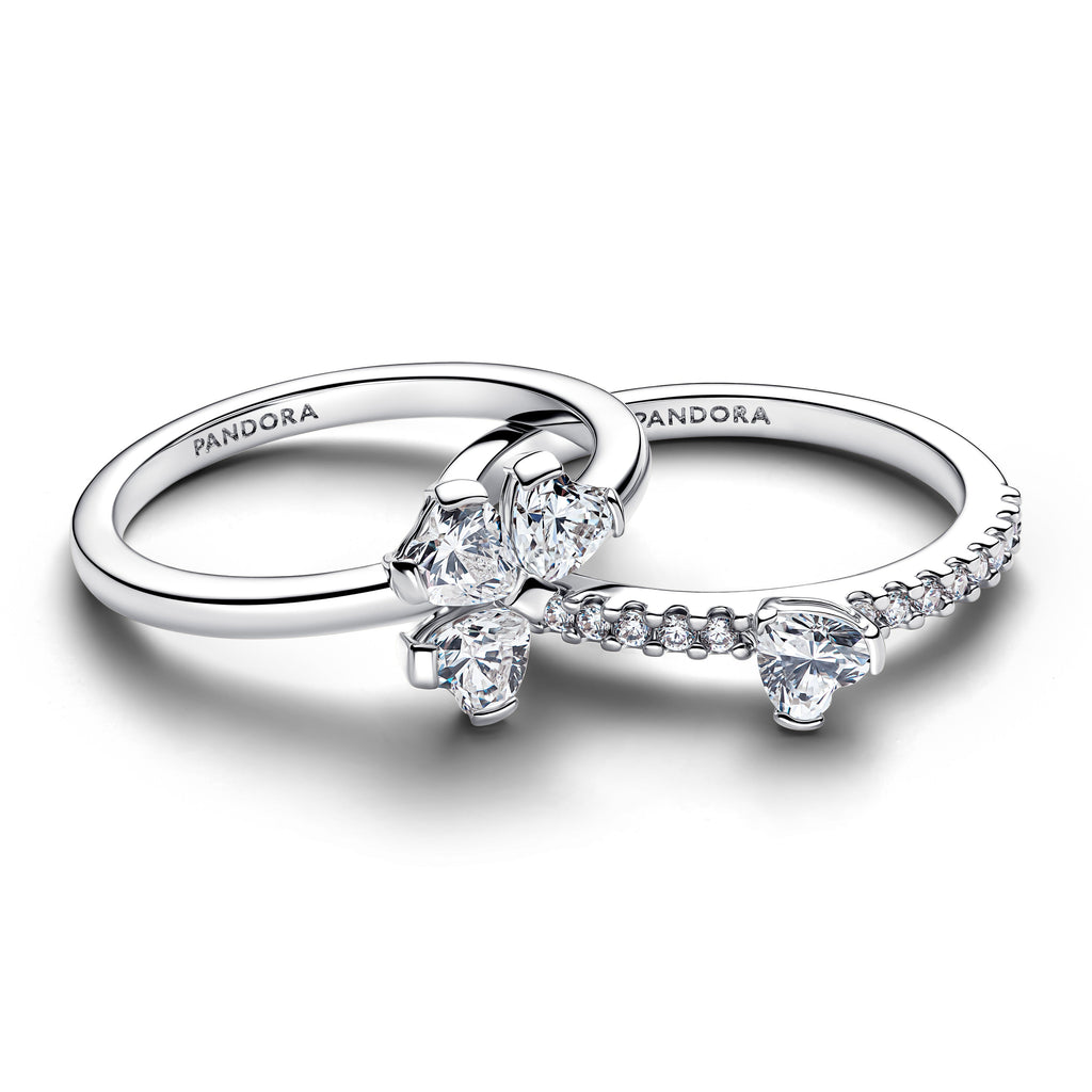 Pandora Ring Featuring Sparkling Lucky Clover Splittable