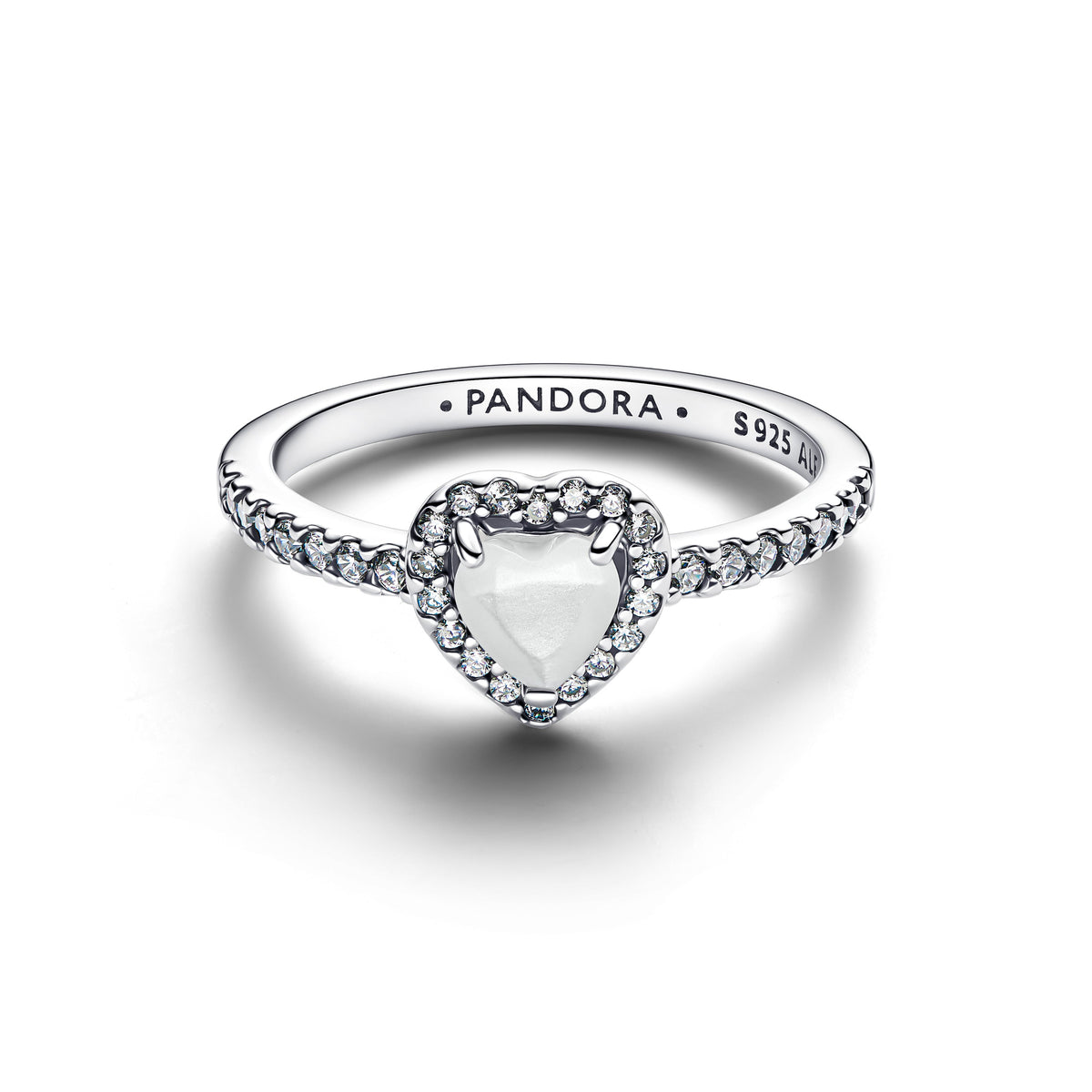 Pandora Ring Featuring Elevated White Heart