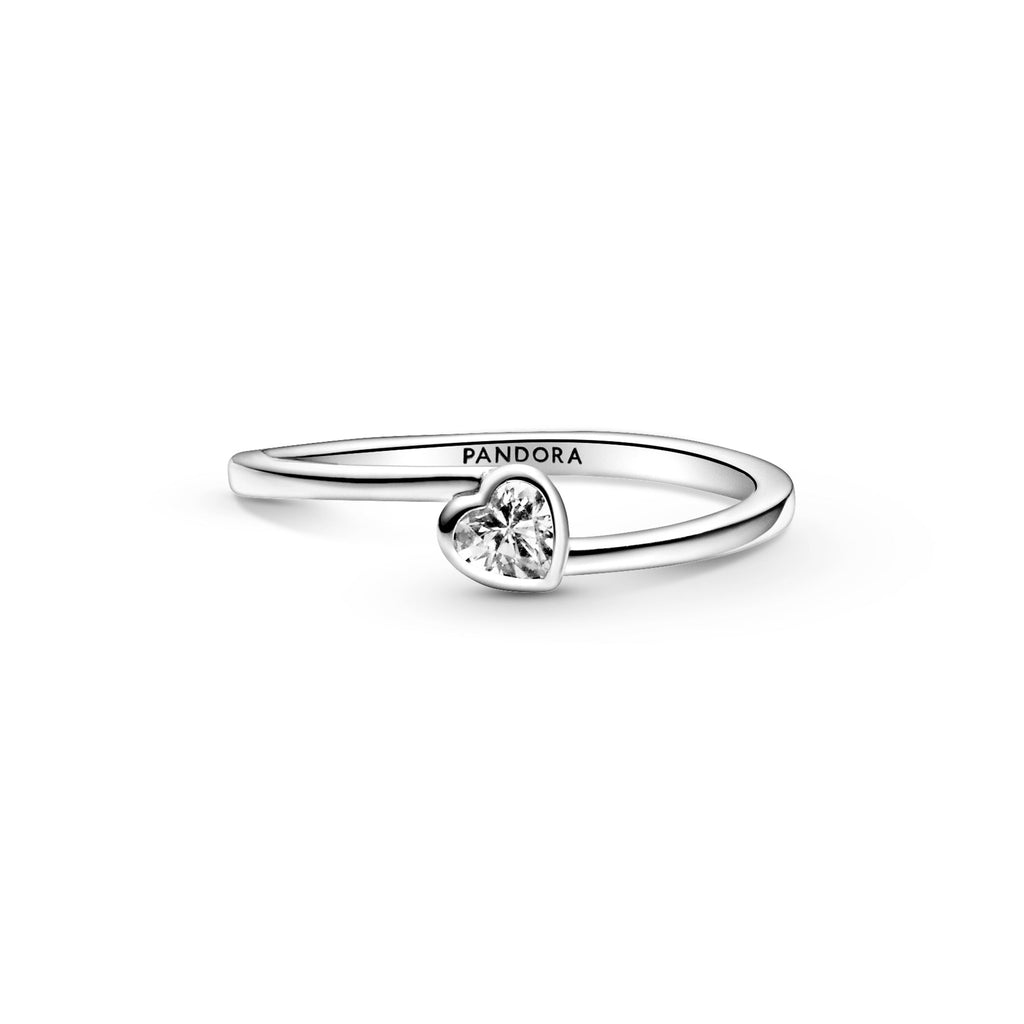 Pandora Ring Featuring Clear Tilted Heart Solitaire