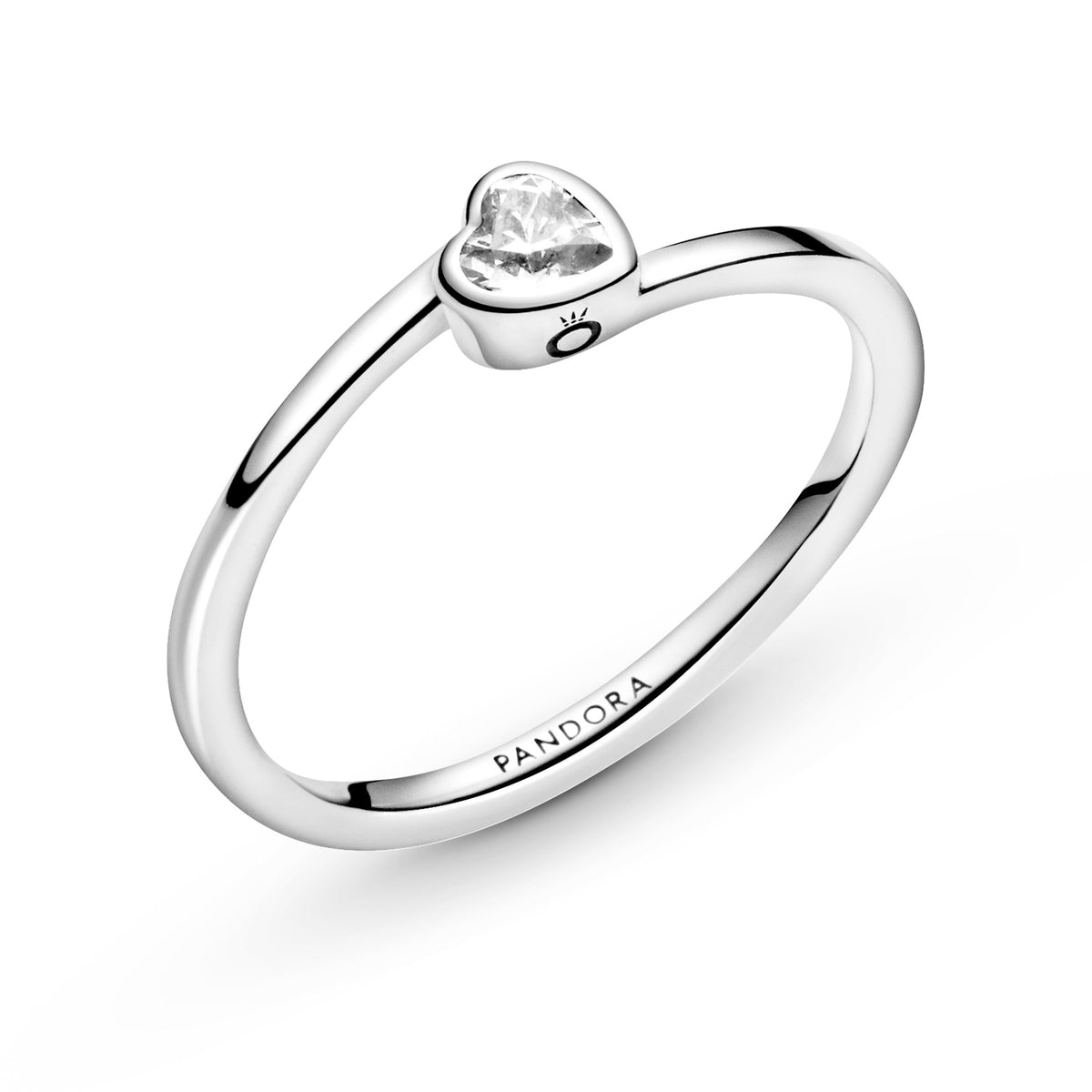 Pandora Ring Featuring Clear Tilted Heart Solitaire