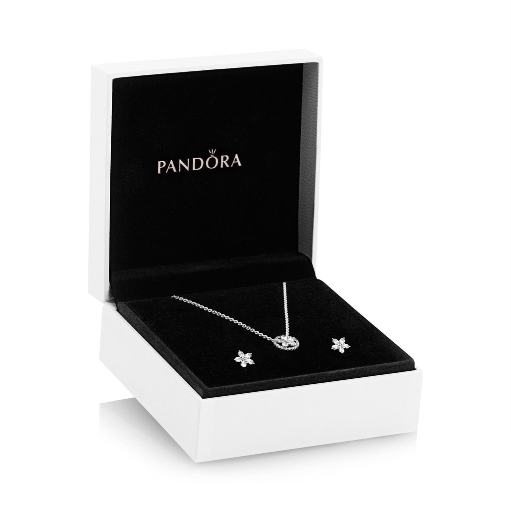 Pandora Jewelry Set Featuring Sparkling Snowflake Necklace & Earring Gift Set