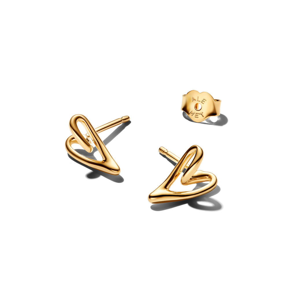 Pandora Earrings Featuring Organically Shaped Heart Stud