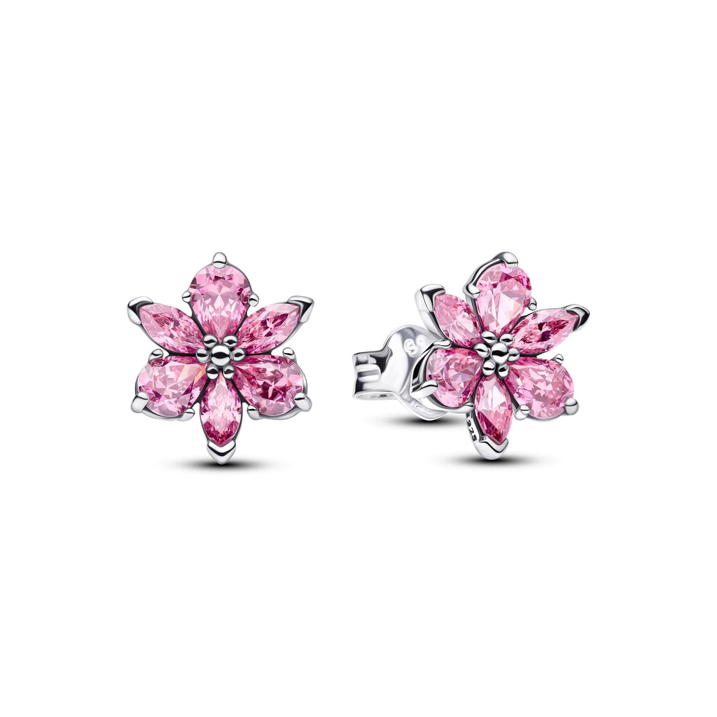 Herbarium Sparkling Pink Flower Stud Earrings