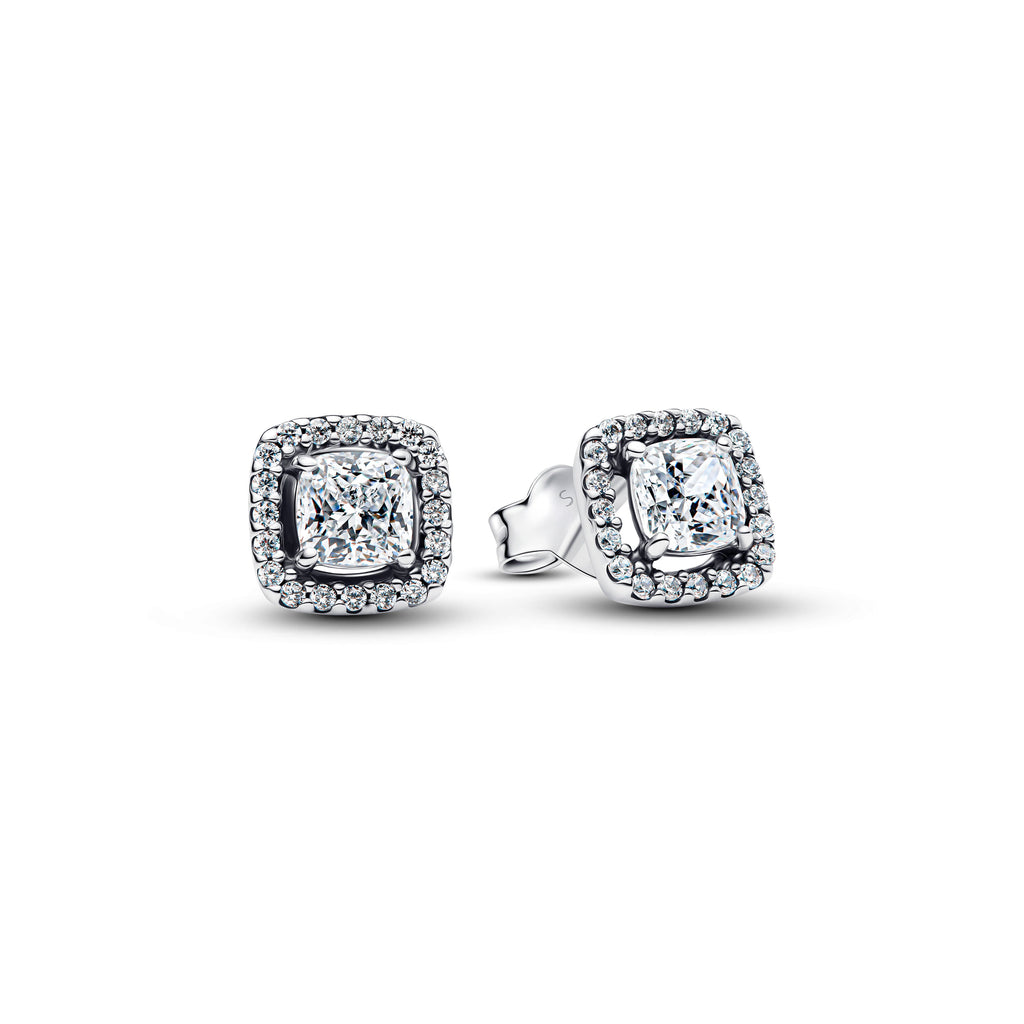 Square Halo Stud Earrings