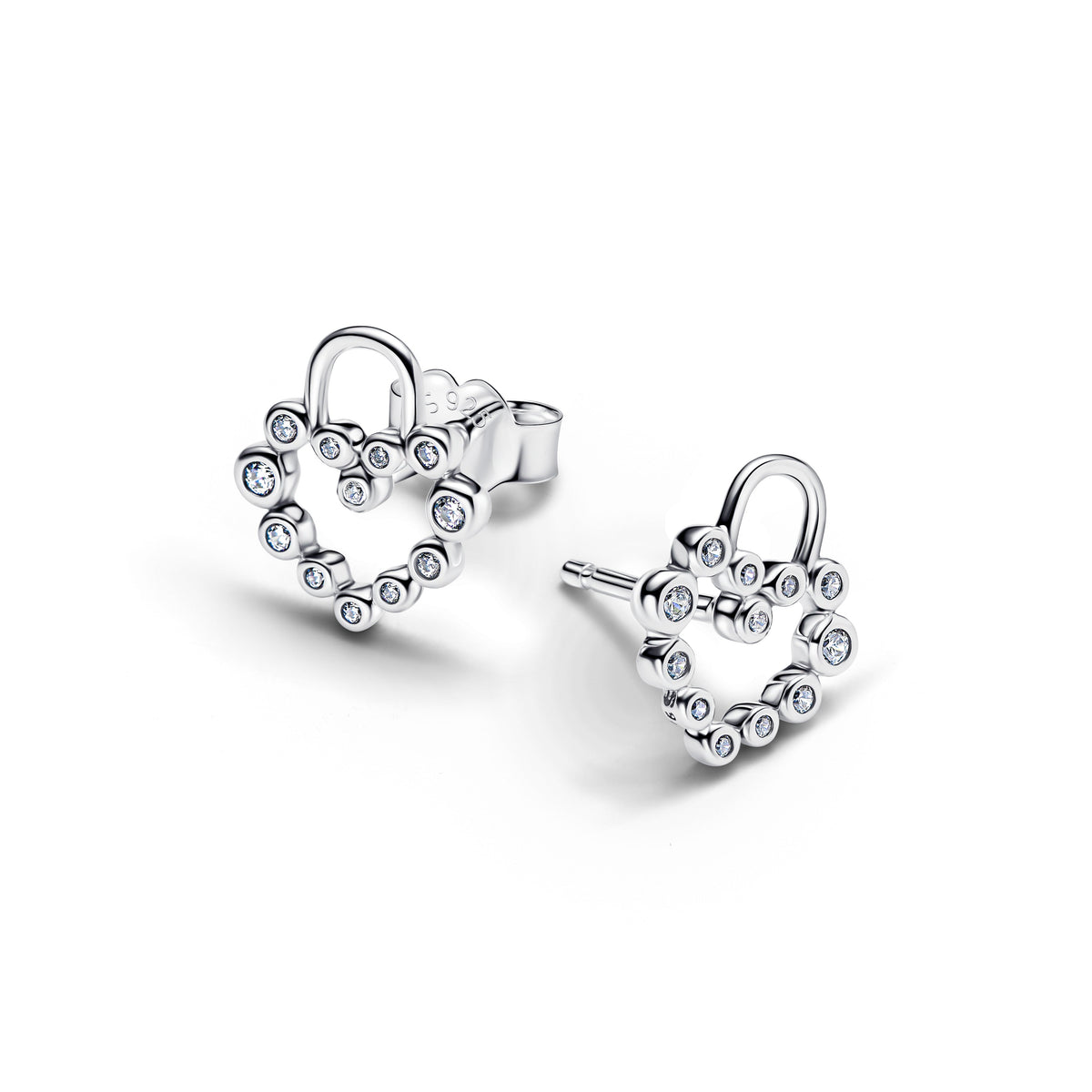 Pandora Earrings Featuring Sparkling Heart Padlock Stud