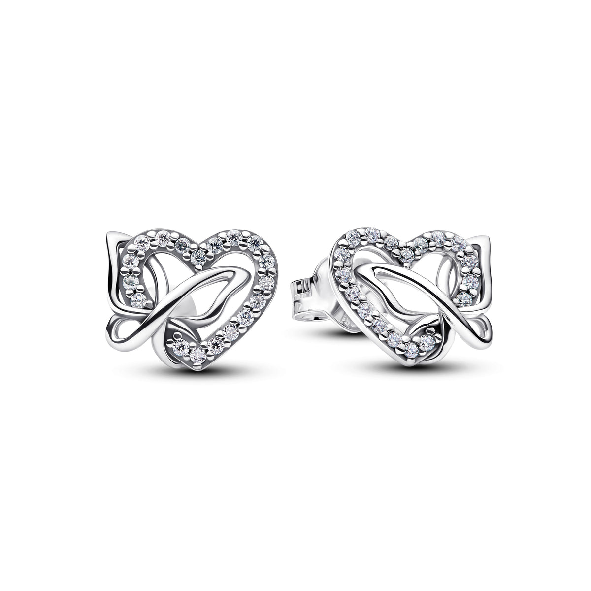 Pandora Earrings Featuring Entwined Heart & Butterfly Stud