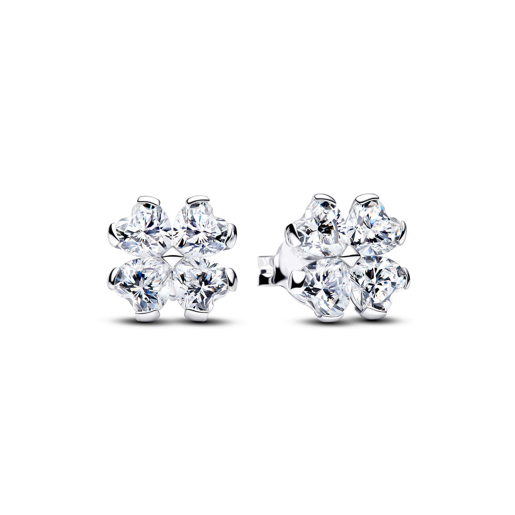 Pandora Earrings Featuring Sparkling Lucky Clover Stud