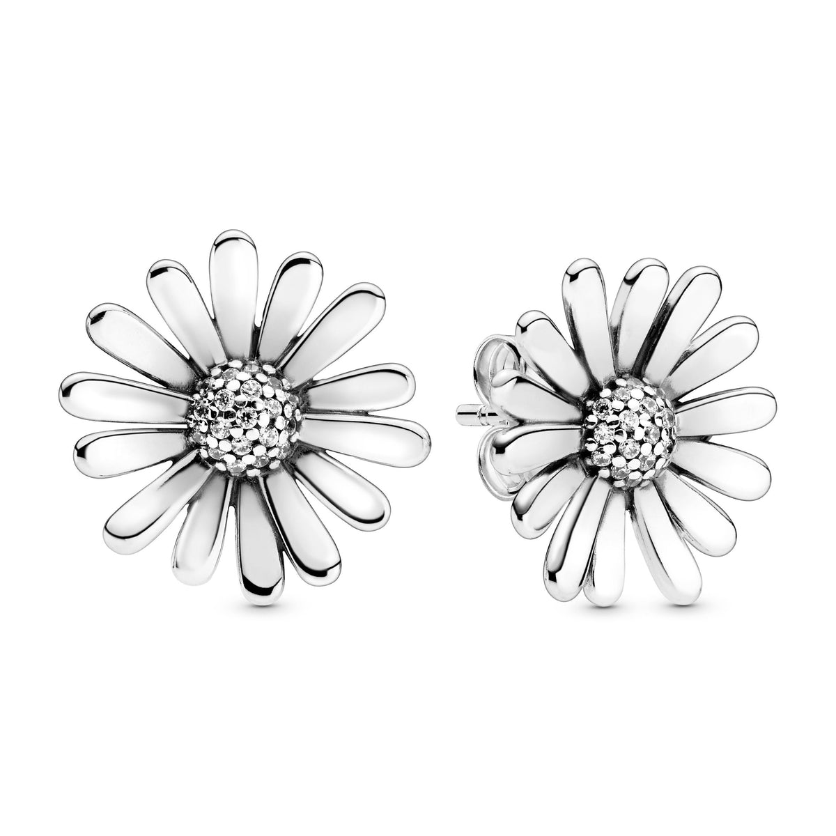 Pavé Daisy Flower Statement Stud Earrings