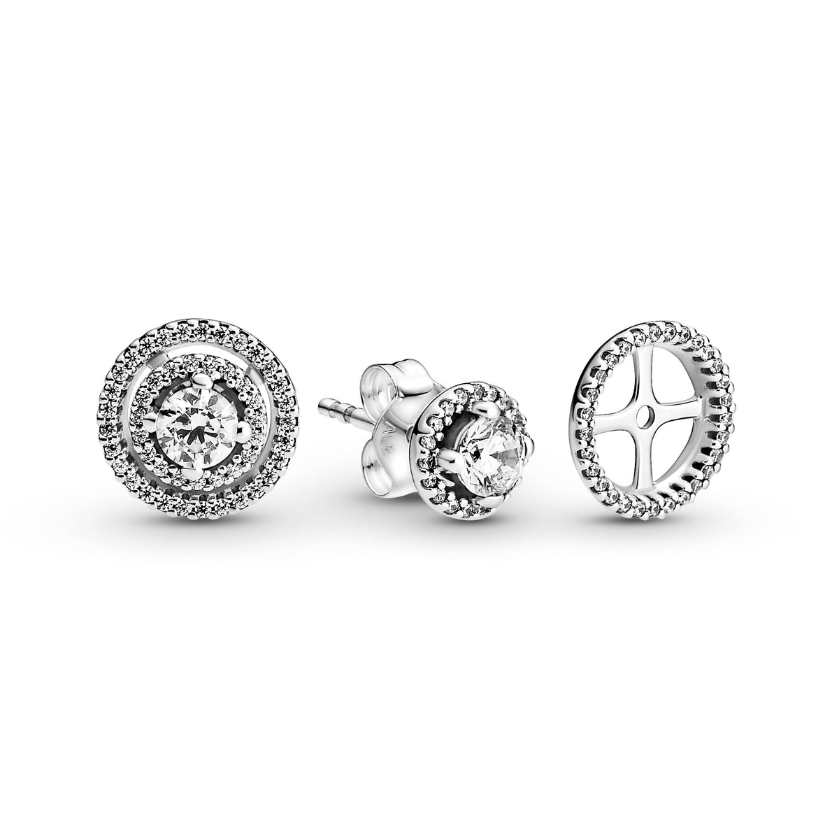 Pandora Earrings Featuring Sparkling Double Halo Stud