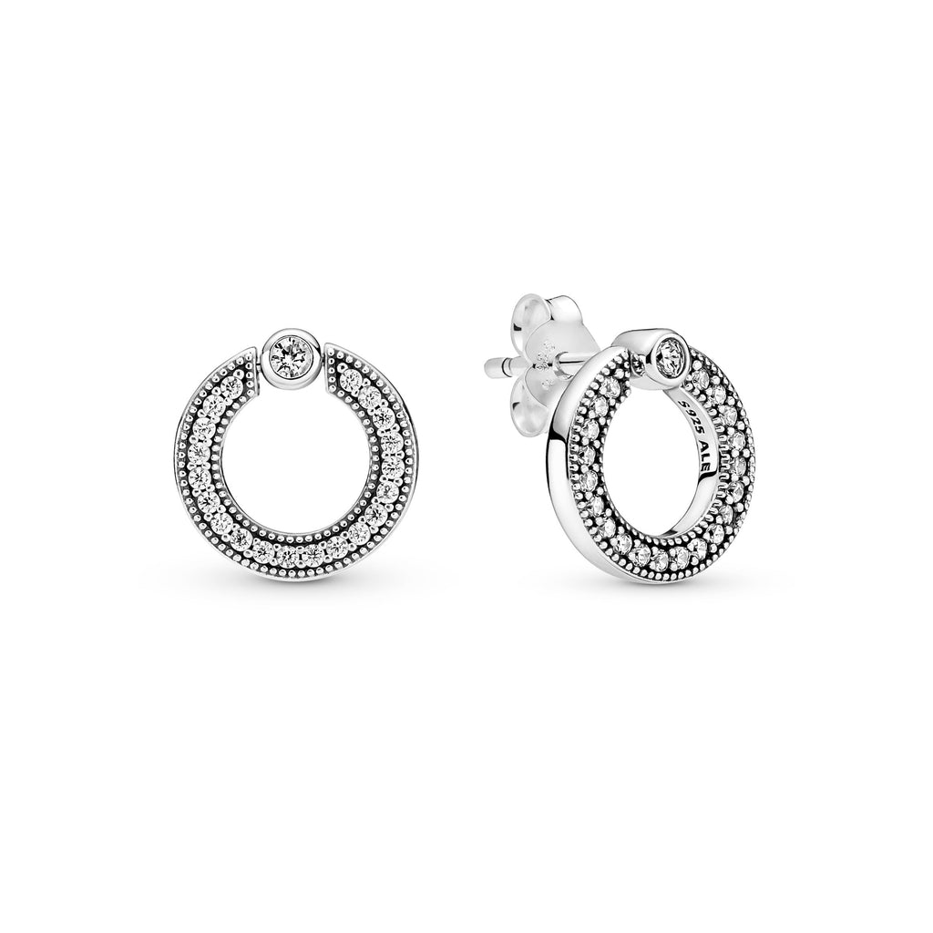 Pavé & Logo Circle Reversible Stud Earrings