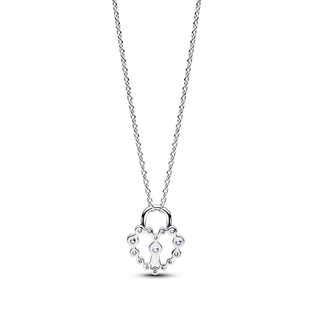 Pandora Necklace Featuring Sparkling Heart Padlock