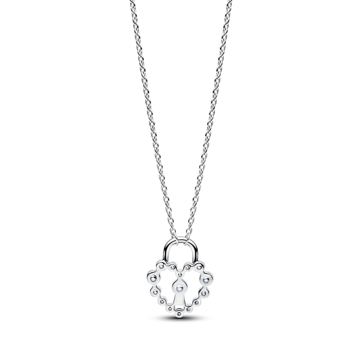 Pandora Necklace Featuring Sparkling Heart Padlock